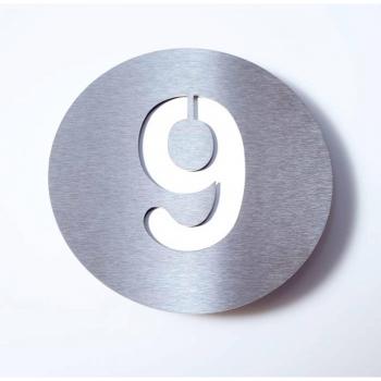 Stainless Steel Round House Number 9
