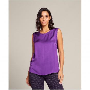 Top Elena Miró Raso con Rouches Suaves y Escote V-Shaped