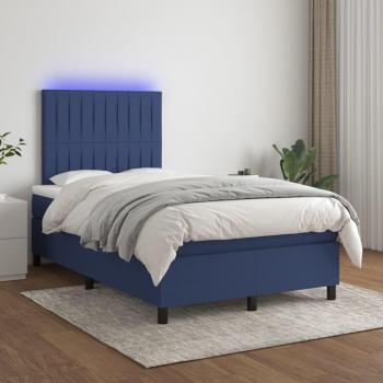 Letto Boxspring con Materasso e LED Blu 120x200 cm