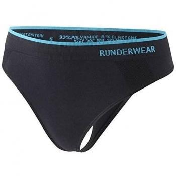 Runderwear Prevención de Rozaduras, Tanga deportivo para Mujer, Negro, S (UK 8-10)