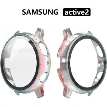 Funda de reloj Active 2 con protector de pantalla de cristal templado para Samsung Galaxy Watch Active 2