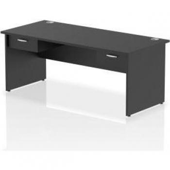 Impulse 1800 × 800mm Workstation – Black Paneled Top, Built‑in Drawer, Pedestal Base