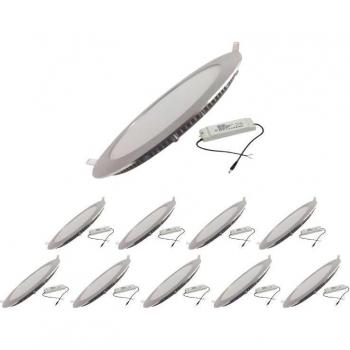 Silumen Spot 12 W Rondo LED en Aluminium – Kit de 10 – Blanc Chaud