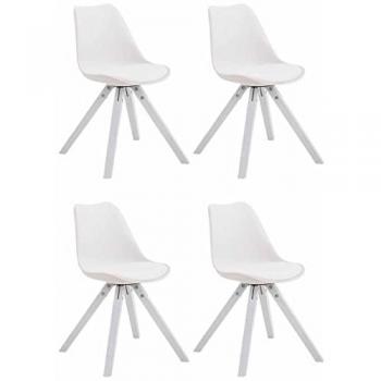 Set di 4 sedie Toulouse in similpelle Square bianco elegante