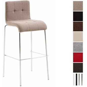 CLP Barhocker KADO – Stoffsofa-Barstool, taupe, chrom 4‑Fußgestell