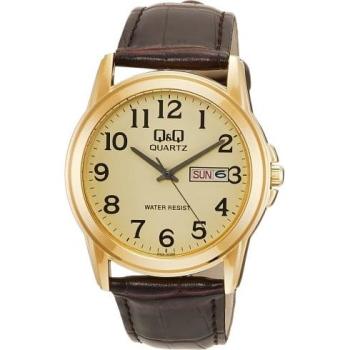 Men's Brown Leather Strap Water‑Proof Analog Watch with Date & Day – A00A‑002PK