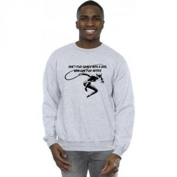 DC Comics Men's Catwoman Don't Play Games Crew Neck Sweatshirt