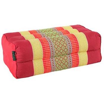 Coussin de Yoga et Méditation Standard Zafu en Kapok Naturel Rouge Jaune 35x18x12 cm