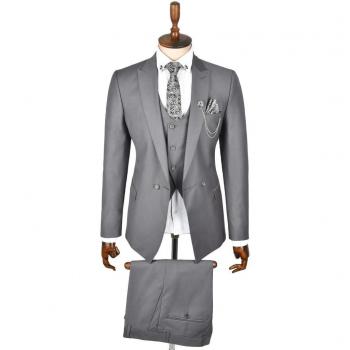 DeepSEA 44 Grey Vested Slim Fit 3 Piece Suit