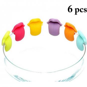 Set 6 breloques silicone : verres à vin et tasses – marqueur