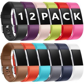 Zekapu Fitbit Charge 2 Wristband – Adjustable Sport Replacement, 12‑Pack Set
