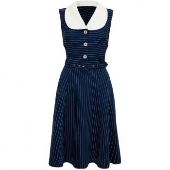 Rockabilly Dress “Costello” – Mediano, Azul‑Blanco, XS‑4XL