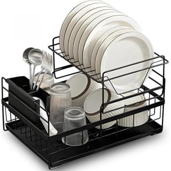 Distributeur de vaisselle vintage plateau noir