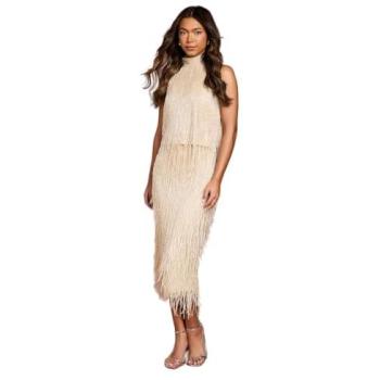 Champagne Midi Skirt, Fringe Trim – Coast Women’s Collection, Size 12