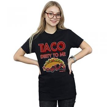 Marvel Women’s Deadpool Taco “Dirty To Me” Boyfriend T‑Shirt (Black)