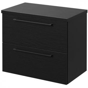 390mm Wall Mounted Vanity Unit Nero Oak with 2 Drawers