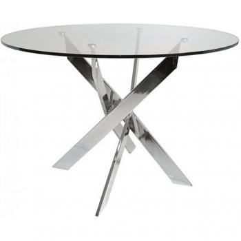 Mesa Crystall Dan 110 cm – Diseño Cromo y Redondo