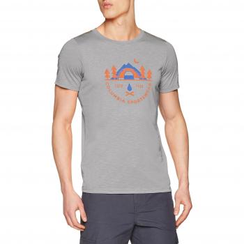 Columbia T-shirt à Manches Courtes pour Garçon, NELSON POINT GRAPHIC SHORT SLEEVE TEE, Polyester/Modal, Gris (Columbia Grey Heather), Taille: M