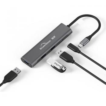 Multi‑USB 3.0 Hub con Salida HDMI 4K, VGA y Ethernet – Splitter de 3 Puertos USB‑C