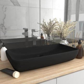 Lavabo moderne rectangulaire Noir mat 71x38 cm Céramique