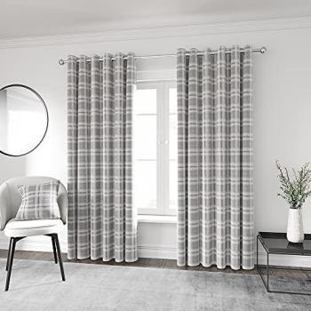 Helena Springfield Harriet Woven Lined Curtains, 90 x 72 (228 x 183 cm), Blush/Grey