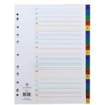 Concord Plastic Index Polypropylene A-Z Tabs A4 Assorted