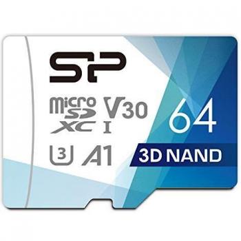 Carte mémoire microSDXC Silicon Power Superior Pro 64 Go UHS-III V30 Classe 10 avec adaptateur