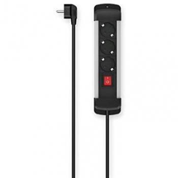 Hama 1.5m Power Strip with Switch Black/Silver