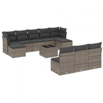 VidaXL Salon de jardin avec coussins 11 pièces en résine tressée