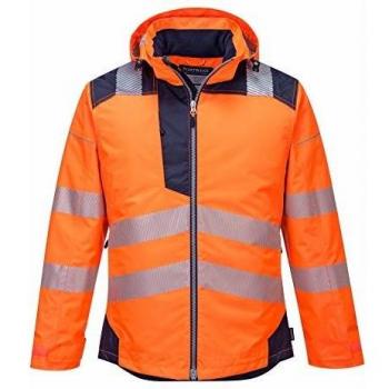 Portwest T400OBRM Vision Hi-Vis Rainjacket, Size: M, Colour: Orange/Black