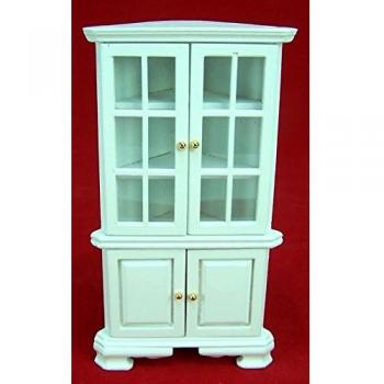 Creal 27551 Eckschrank Vitrine weiß Holz 1:12 – Kinderzimmer‑Accessoire