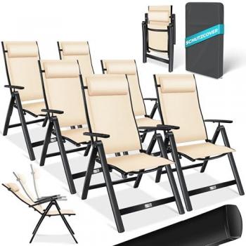 Chaise Pliante en Aluminium avec Accoudoirs et Coussin Respirant