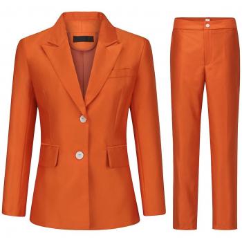 Blazer y Pantalones de Oficina Naranja para Mujer