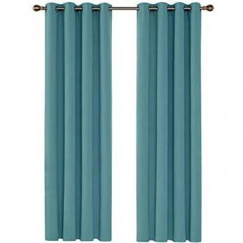 Deconovo Ösenvorhang Blickdicht, 229x117cm, Himmelblau, 2er Set