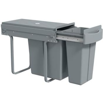 Cubo de Basura de Cocina HOMCOM, 2 Compartimentos de Reciclaje, 20L+10L, Tapa con Diseño de Diamante, Gris