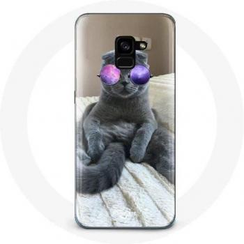 Purple Glasses Cat Case for Samsung Galaxy A8 Plus