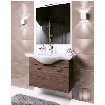 Mobile bagno sospeso con specchiera e lavabo integrato modello baffo 85cm composizione completa