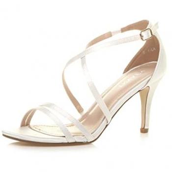 White Satin Heel Sandals