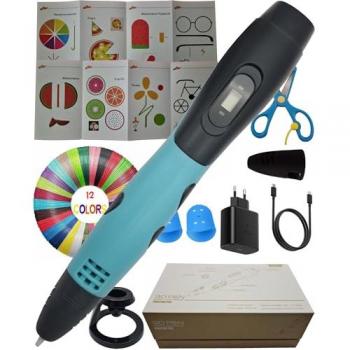 Caelluma 3D Drawing Pen Azul Claro – 12 Colores PLA, Manual Español