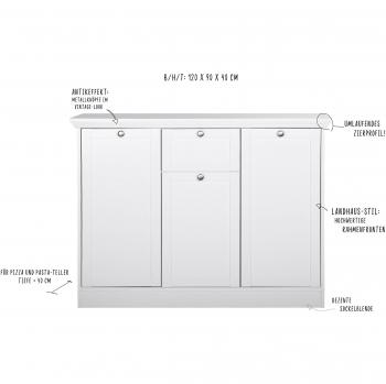 Finori-Sideboard Weiß 120×90×40