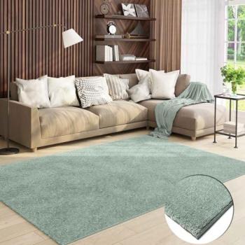 Wohnzimmer Teppich Kurzflor Einfarbig Türkis 200 cm