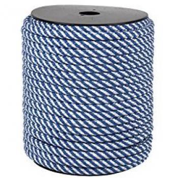Carrete de Cuerda Trenzada Helicoidal 16mm x 25m en Blanco y Azul