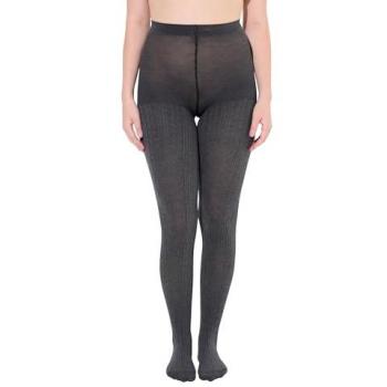 Ulla Popken warme Strickstrumpfhose, Damen, grau, Größe 52/54, Zopfmuster