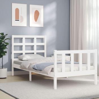 White Bed Frame without Mattress, 90 x 200 cm, Made of Solid Pine Wood, JINLEFU, vidaXL