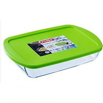 Pirofila Cook & Store 40 × 27 cm – 4,5 L in Vetro Borosilicato con Coperchio Verde