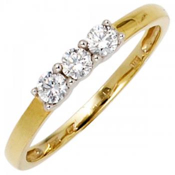 Gold‑Ring Damen 60 mm Bicolor 333 Au – 3 Zirkonien