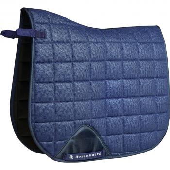 Horse Guard Silver‑Shine Mesh Saddle Pad – Navy (Dressage 17)