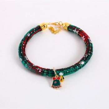 Collier tricoté S-M pour animaux avec cloche et boule de Noël