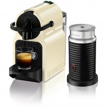 Nespresso DeLonghi Inissia EN 80.CWAE + Milchaufschäumer Aerocchino, Vanillecreme