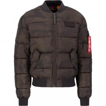 Alpha Industries MA‑1 Puffer Bomber – Herren S – Schwarz-Olive Camo